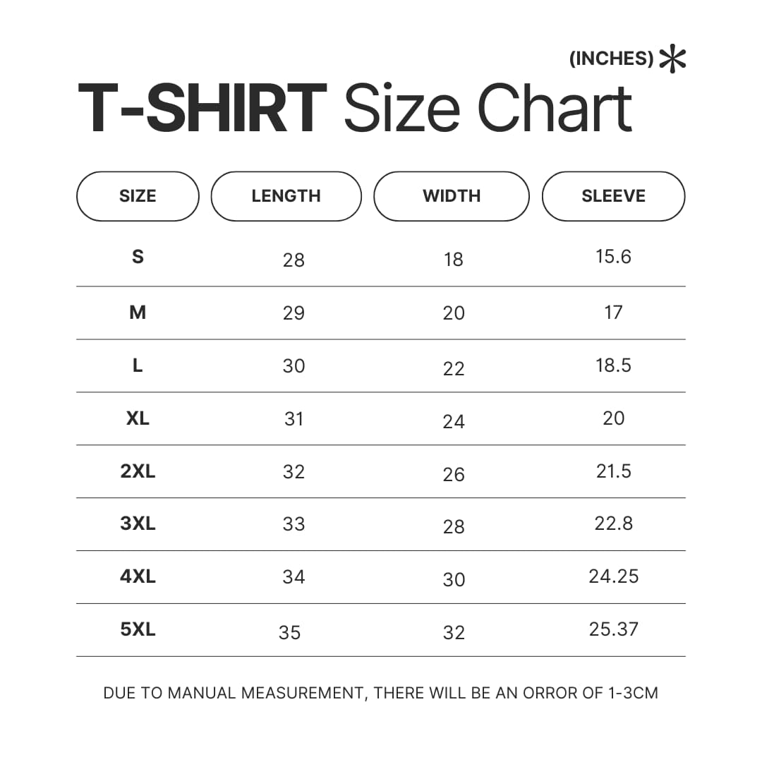 T shirt Size Chart - aespa UK Shop